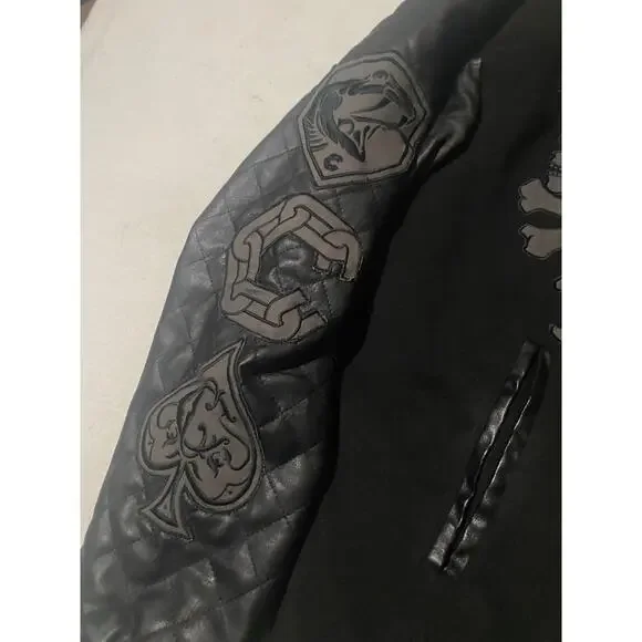 Crooks and Castles All Black Medusa Varsity Bomber Jacket Size Large - Picture 5 of 7